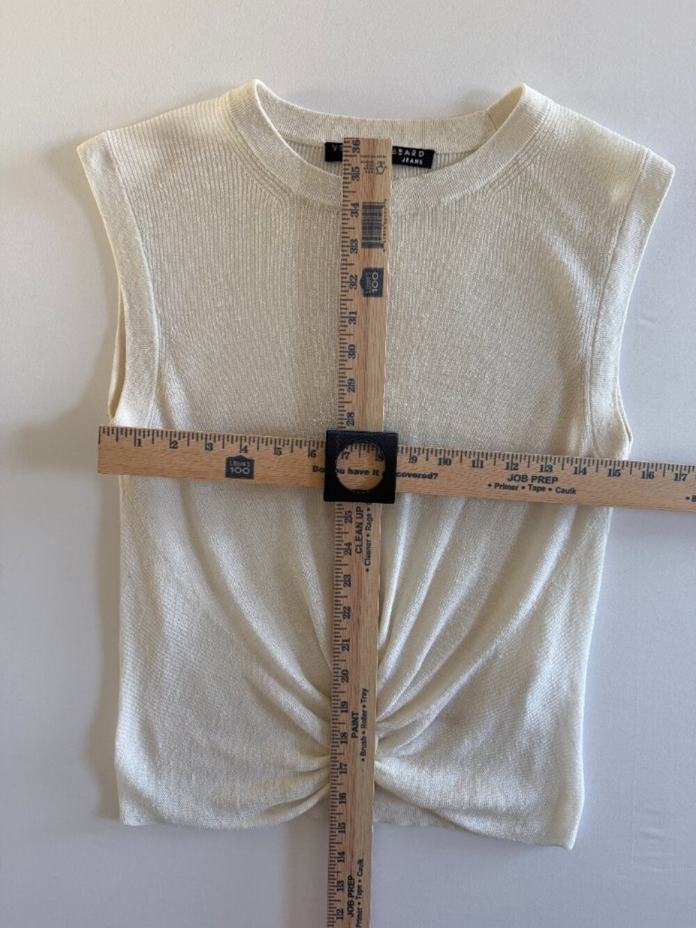 VERONICA BEARD Kellen Twist Front Sleeveless Linen Sweater Ivory Medium - Picture 10 of 12